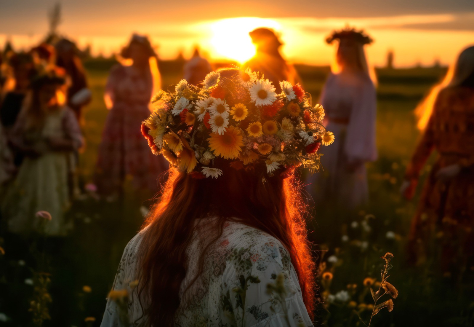 Midsommar mit Blumenkranz